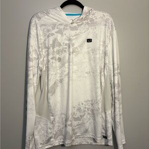 Avid Gear AVIDry UPF 50+ performance fishing shirt in a white/grey camouflage